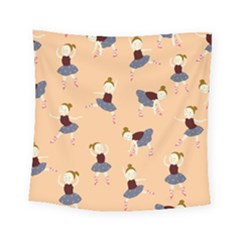 Cute  Pattern With  Dancing Ballerinas On Pink Background Square Tapestry (small) by EvgeniiaBychkova