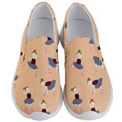 Cute  Pattern With  Dancing Ballerinas On Pink Background Men s Lightweight Slip Ons by EvgeniiaBychkova