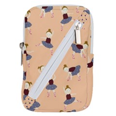 Cute  Pattern With  Dancing Ballerinas On Pink Background Belt Pouch Bag (small) by EvgeniiaBychkova