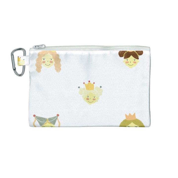 Cute Delicate Seamless Pattern With Little Princesses In Scandinavian Style With Texture Of Natural Canvas Cosmetic Bag (Medium)