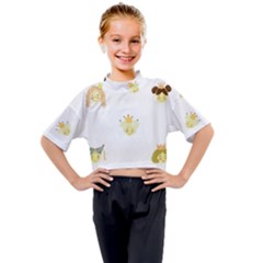 Cute Delicate Seamless Pattern With Little Princesses In Scandinavian Style With Texture Of Natural Kids Mock Neck Tee