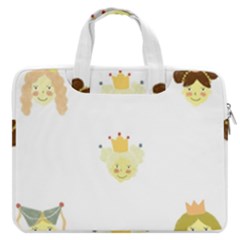 Cute Delicate Seamless Pattern With Little Princesses In Scandinavian Style With Texture Of Natural Double Pocket Laptop Bag