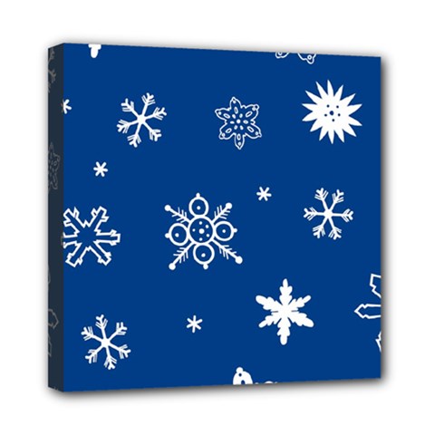 Christmas Seamless Pattern With White Snowflakes On The Blue Background Mini Canvas 8  X 8  (stretched) by EvgeniiaBychkova