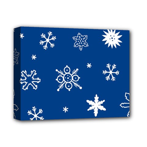 Christmas Seamless Pattern With White Snowflakes On The Blue Background Deluxe Canvas 14  X 11  (stretched) by EvgeniiaBychkova