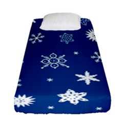 Christmas Seamless Pattern With White Snowflakes On The Blue Background Fitted Sheet (single Size) by EvgeniiaBychkova