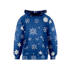 Christmas Seamless Pattern With White Snowflakes On The Blue Background Kids  Pullover Hoodie by EvgeniiaBychkova