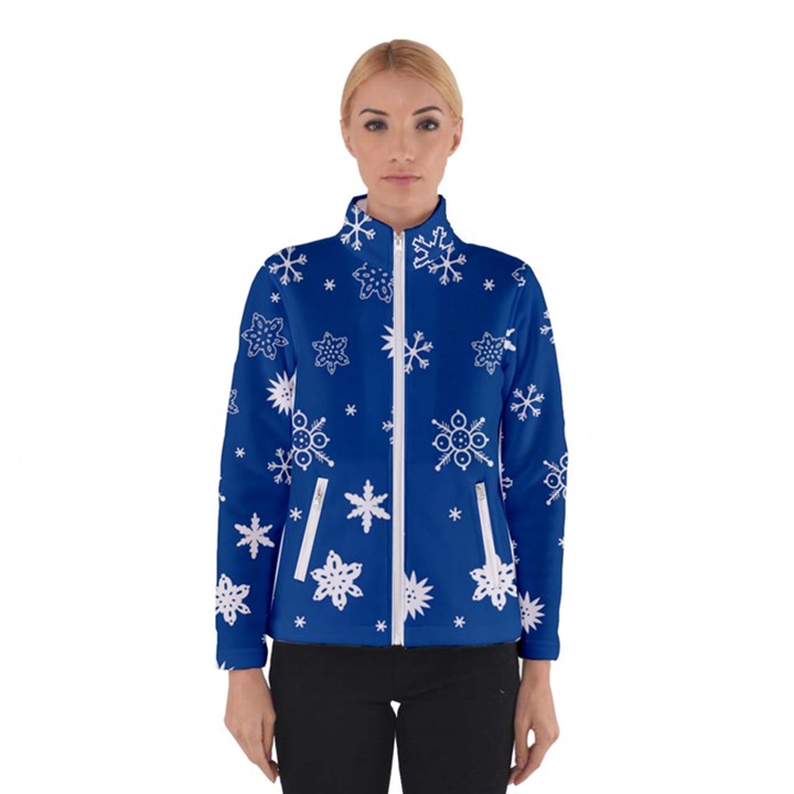 Christmas Seamless Pattern With White Snowflakes On The Blue Background Winter Jacket