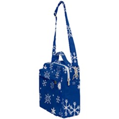 Christmas Seamless Pattern With White Snowflakes On The Blue Background Crossbody Day Bag by EvgeniiaBychkova