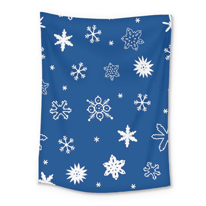 Christmas Seamless Pattern With White Snowflakes On The Blue Background Medium Tapestry