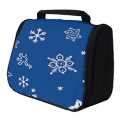 Christmas Seamless Pattern With White Snowflakes On The Blue Background Full Print Travel Pouch (small) by EvgeniiaBychkova