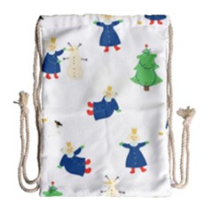 Funny  Winter Seamless Pattern With Little Princess And Her Christmas Drawstring Bag (large) by EvgeniiaBychkova