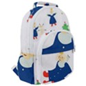 Funny  Winter Seamless Pattern With Little Princess And Her Christmas Rounded Multi Pocket Backpack View2