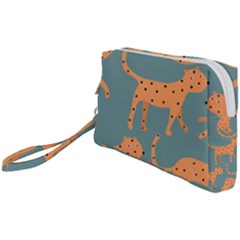 Vector Seamless Pattern With Cute Orange And  Cheetahs On The Blue Background  Tropical Animals Wristlet Pouch Bag (small) by EvgeniiaBychkova