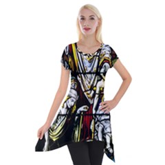 Christian Window Glass Art Print Short Sleeve Side Drop Tunic by dflcprintsclothing