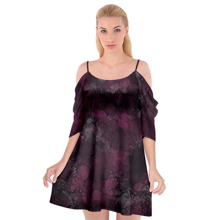 Purple alcohol ink Cutout Spaghetti Strap Chiffon Dress