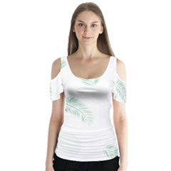 Flower Branch Corolla Wreath Vector Butterfly Sleeve Cutout Tee 