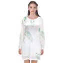 Flower Branch Corolla Wreath Vector Long Sleeve Chiffon Shift Dress  View1