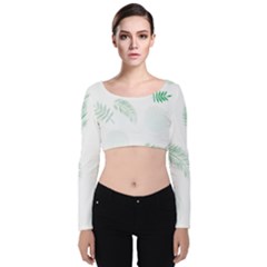 Flower Branch Corolla Wreath Vector Velvet Long Sleeve Crop Top