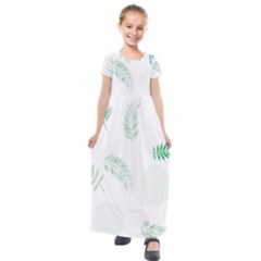 Flower Branch Corolla Wreath Vector Kids  Short Sleeve Maxi Dress