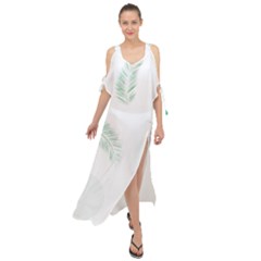 Flower Branch Corolla Wreath Vector Maxi Chiffon Cover Up Dress