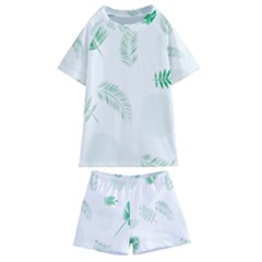 Flower Branch Corolla Wreath Vector Kids  Swim Tee And Shorts Set