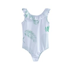 Flower Branch Corolla Wreath Vector Kids  Frill Swimsuit