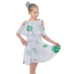 Flower Branch Corolla Wreath Vector Kids  Shoulder Cutout Chiffon Dress by HermanTelo