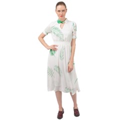 Flower Branch Corolla Wreath Vector Keyhole Neckline Chiffon Dress