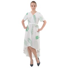 Flower Branch Corolla Wreath Vector Front Wrap High Low Dress