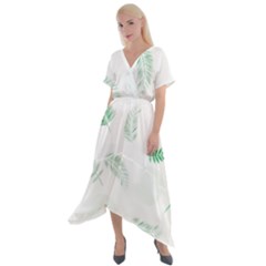 Flower Branch Corolla Wreath Vector Cross Front Sharkbite Hem Maxi Dress