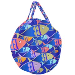 Sea Fish Illustrations Giant Round Zipper Tote