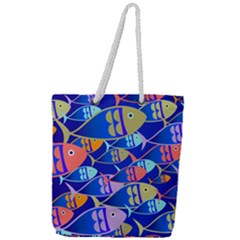 Sea Fish Illustrations Full Print Rope Handle Tote (large) by Mariart