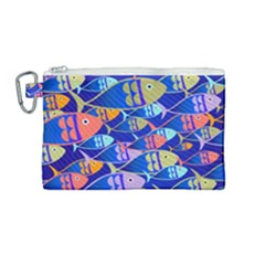 Sea Fish Illustrations Canvas Cosmetic Bag (medium)