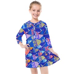 Sea Fish Illustrations Kids  Quarter Sleeve Shirt Dress