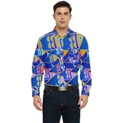 Sea Fish Illustrations Men s Long Sleeve Pocket Shirt 