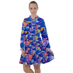 Sea Fish Illustrations All Frills Chiffon Dress by Mariart