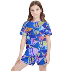 Sea Fish Illustrations Kids  Tee And Sports Shorts Set by Mariart