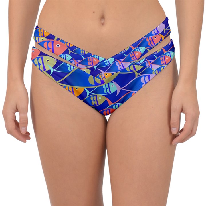 Sea Fish Illustrations Double Strap Halter Bikini Bottom