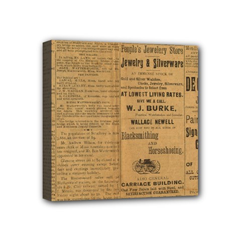 Antique Newspaper 1888 Mini Canvas 4  X 4  (stretched) by ArtsyWishy