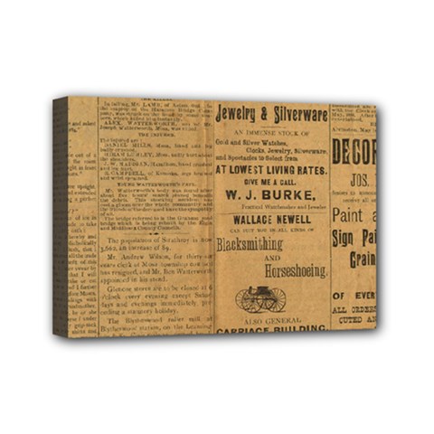 Antique Newspaper 1888 Mini Canvas 7  X 5  (stretched) by ArtsyWishy