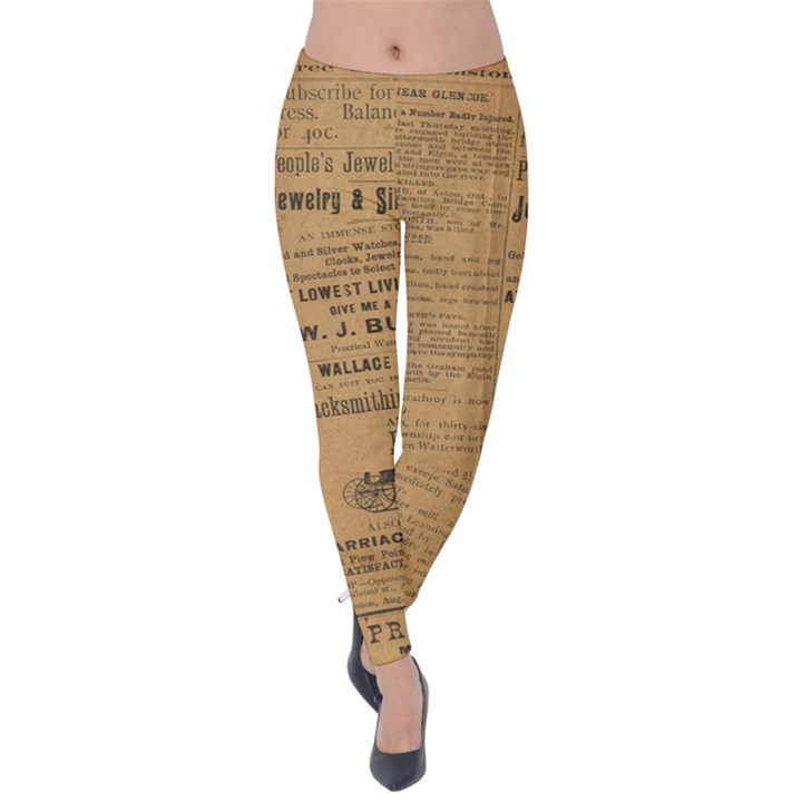 Antique Newspaper 1888 Velvet Leggings