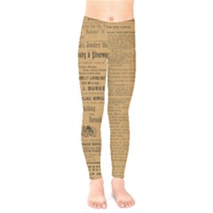 Antique Newspaper 1888 Kids  Leggings by ArtsyWishy