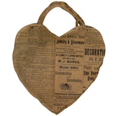 Antique Newspaper 1888 Giant Heart Shaped Tote by ArtsyWishy