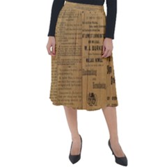 Antique Newspaper 1888 Classic Velour Midi Skirt  by ArtsyWishy