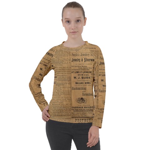 Antique Newspaper 1888 Women s Long Sleeve Raglan Tee by ArtsyWishy