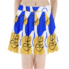 Evening Mood Face Drawing Pleated Mini Skirt by ArtsyWishy