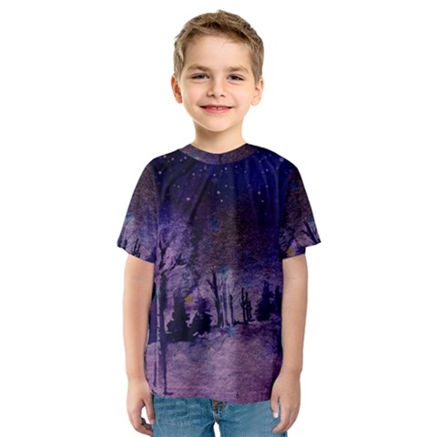 Winter Nights In The Forest Kids  Sport Mesh Tee by ArtsyWishy