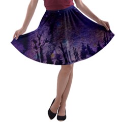 Winter Nights In The Forest A-line Skater Skirt by ArtsyWishy