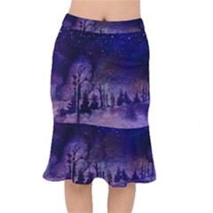 Winter Nights In The Forest Short Mermaid Skirt by ArtsyWishy