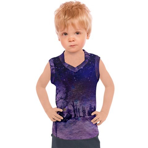 Winter Nights In The Forest Kids  Sport Tank Top by ArtsyWishy